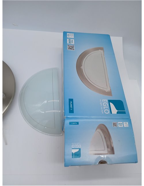 Eglo Planet 1 Aplique de pared de 1 foco, iluminación de pared para interiores de metal y cristal, aplique de salón en plata, bl