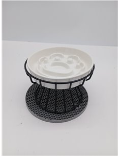 Raised Cat Feeder Slow Rising Slow Feeding Bowl Ceramic Slow Feeding Bowl for Cats with Stand and Non-Slip Mat, Slow Dish High A 2