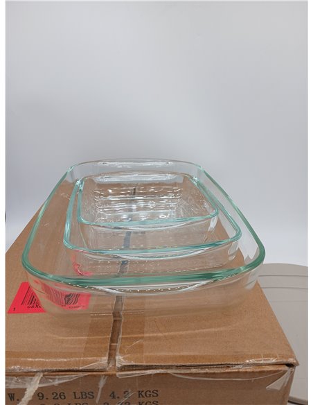 Amazon Basics Fuentes de Cristal para Hornear con Tapas sin BPA, Juego de 6 Piezas, Vidrio de Borosilicato, Aptas para Lavavajil