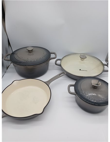 MasterPRO Unique|Batería de Cocina de 7 Piezas|Juego de Cocina 3 Cacerolas de 19, 27 y 30,5 cm con Tapas y 1 Sartén de 24,5cm|Hi