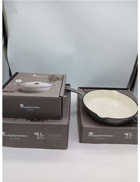 MasterPRO Unique|Batería de Cocina de 7 Piezas|Juego de Cocina 3 Cacerolas de 19, 27 y 30,5 cm con Tapas y 1 Sartén de 24,5cm|Hi