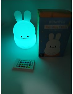 BONNYCO Luz Nocturna Infantil Conejito con Control Remoto y Táctil 16 Colores. Luz Bebe Nocturna con Temporizador, Lampara Quita 2
