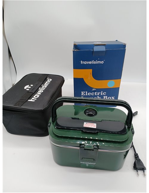 TRAVELISIMO - Fiambrera Electrica Extra Grande 1,8L - Taper Electrico para Comida 100W - Fiambrera Termica 3 en 1 12V/24V/220V -