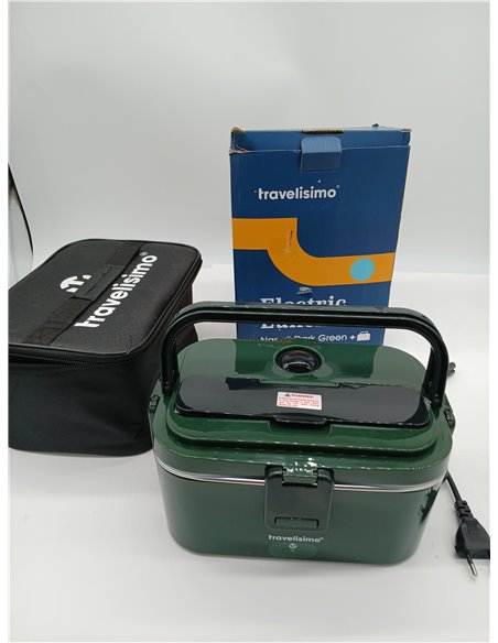 TRAVELISIMO - Fiambrera Electrica Extra Grande 1,8L - Taper Electrico para Comida 100W - Fiambrera Termica 3 en 1 12V/24V/220V -