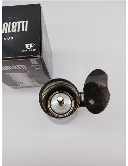 Bialetti Cafetera Venus, Mango Anti-escaldaduras, No Apta para Inducción, 2 Tazas (85ml), Acero Inoxidable
