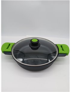 BRA Prior | Cacerola baja con tapa de cristal y asas de silicona, apta para todo tipo de cocinas incluida inducción y horno, 28  2