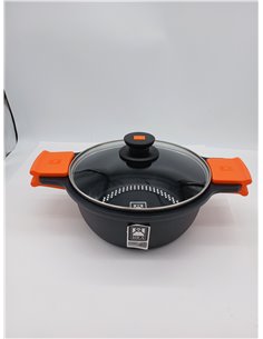 BRA Efficient | Cacerola alta con tapa de cristal y asas de silicona extraíbles, diámetro 24 cm, apta para inducción 2