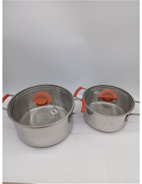 Tefal Optispace - Juego de 2 Ollas 18/20cm + 2 Tapas, Apto inducción, Thermo-Fusion, marcas medición, apto lavavajillas y ho