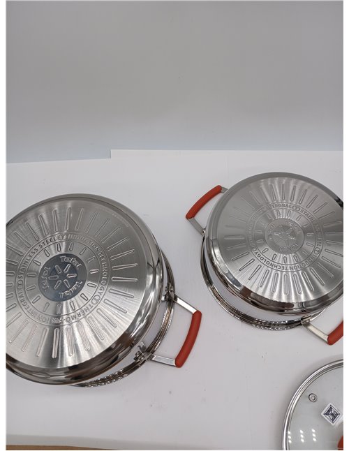 Tefal Optispace - Juego de 2 Ollas 18/20cm + 2 Tapas, Apto inducción, Thermo-Fusion, marcas medición, apto lavavajillas y ho