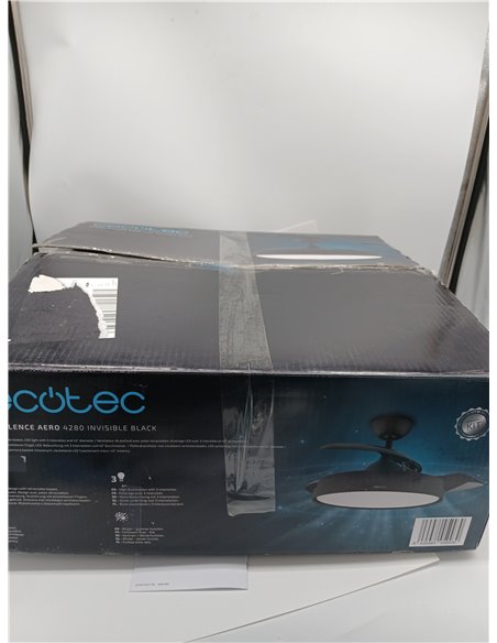 Cecotec Ventilador de Techo con Aspas Retráctites y Lámpara EnergySilence Aero 4280 Invisible Black. 40 W, Diámetro 42" (106cm),