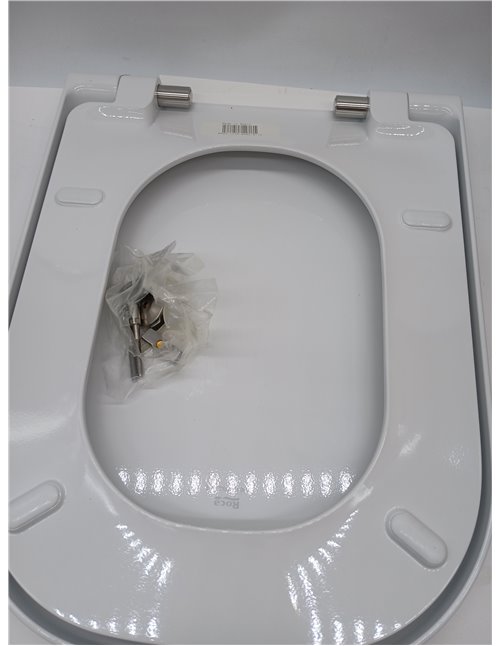 Roca A80147200B Asiento y Tapa Supralit, Caída Amortiguada, Coleccion The Gap Square, Blanco, 45L x 34.5W       
