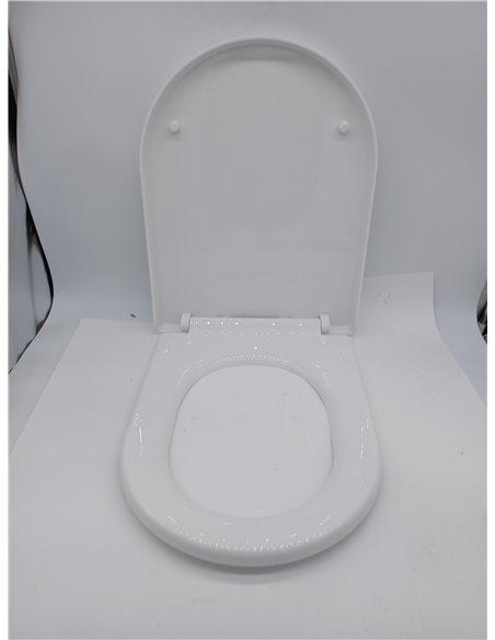 Ibergrif M41001 Tapa wc, Asiento de Inodoro de Cierre Suave en Forma de D con Liberación Rápida para una Fácil Limpieza, Blanco