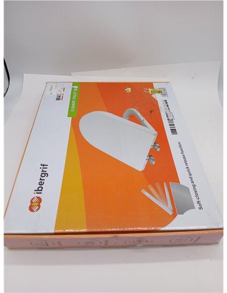 Ibergrif M41001 Tapa wc, Asiento de Inodoro de Cierre Suave en Forma de D con Liberación Rápida para una Fácil Limpieza, Blanco