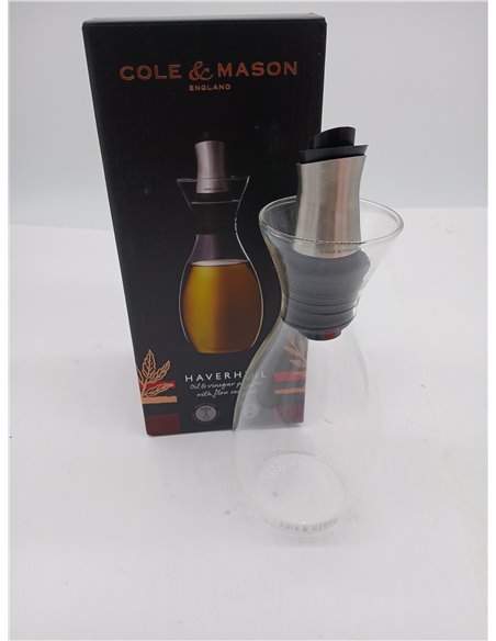 Cole & Mason H103029 Haverhill Aceitera y Vinagrera, 370ml, Dispensador de Botella/Decantador, Vidrio/Acero Inoxidable, 1 x Bote