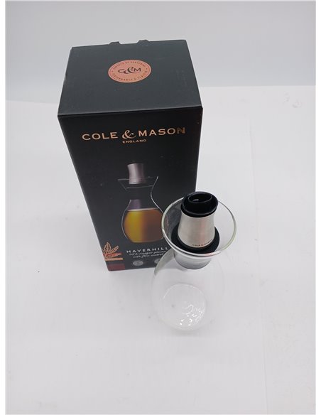Cole & Mason H103029 Haverhill Aceitera y Vinagrera, 370ml, Dispensador de Botella/Decantador, Vidrio/Acero Inoxidable, 1 x Bote