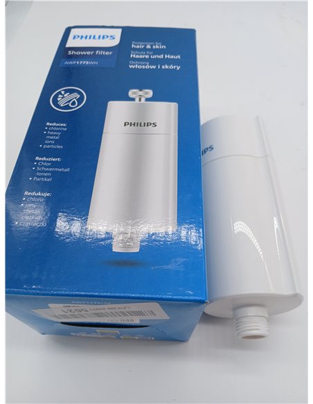 Philips Water Filtro de ducha en línea + 1 cartucho de repuesto, reduce el CLORO hasta un 99%, compatible con todas las manguera