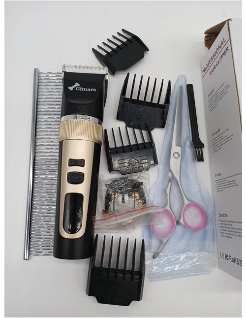 Gimars 2 en 1 potente motor 3.0 de bajo ruido para perros con hoja recortadora de patas de perro, kit de cortapelos recargable i