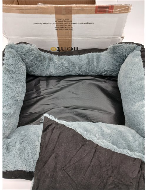 lionto Cama perros cojín perros cesta perros con cojín tamaño (S) 50x37 cm gris/negro