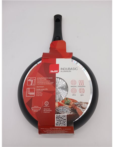 IBILI 405018 Aluminium Indubasic Frying Pan, Black, 18 cm