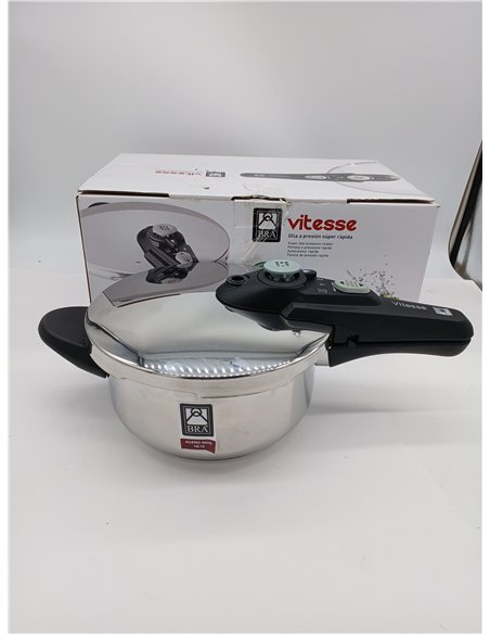 BRA Vitesse | Olla Express de 3 Litros, Fabricada en Acero Inoxidable 18/10, Con 2 Programas de Cocción y Sistema de Bloqueo de 