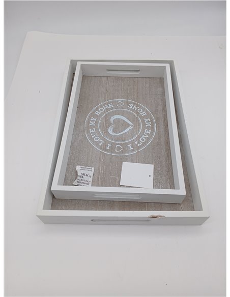 Out of the blue Set de 2 Bandejas de Madera Gris 144194 30 x 20 cm