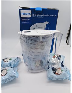 Philips Water Filtro de jarra + 6 cartuchos de filtro de repuesto, Filtración Avanzada, flujo rápido, temporizador electrónico,  2