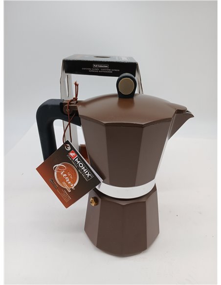MONIX New Cream | Cafetera Italiana de Aluminio, Capacidad 6 Tazas, Apta para Todo Tipo de cocinas incluida inducción