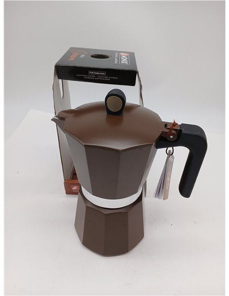 MONIX New Cream | Cafetera Italiana de Aluminio, Capacidad 6 Tazas, Apta para Todo Tipo de cocinas incluida inducción