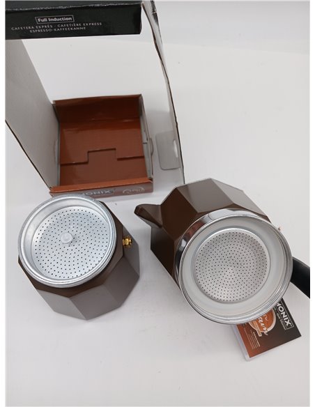 MONIX New Cream | Cafetera Italiana de Aluminio, Capacidad 6 Tazas, Apta para Todo Tipo de cocinas incluida inducción