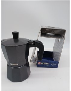 Monix Vitro Noir | Cafetera Italiana de Aluminio 3 Tazas, Apta para Vitrocerámica, Gas y Eléctrica, NO Apta para Inducción, Mang 2