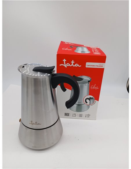Jata Hogar CAX110 - Cafetera Italiana Inducción 10 Tazas Acero Inoxidable, Cafetera Moka Espresso, Compatible con Todas las Coci