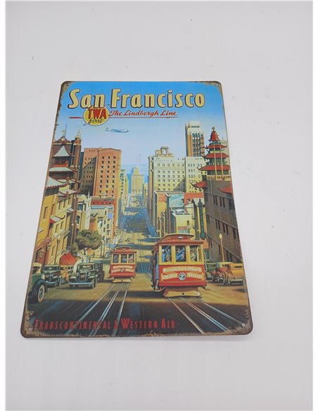 Cartel decorativo de chapa para fans de San Francisco, amantes, recuerdos, turismo, recuerdo, monumento, regalo, 20 x 30 cm (San