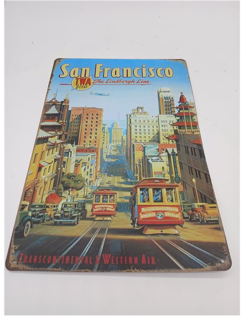 Cartel decorativo de chapa para fans de San Francisco, amantes, recuerdos, turismo, recuerdo, monumento, regalo, 20 x 30 cm (San
