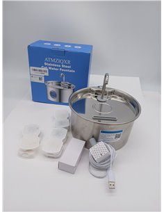 Fuente de Agua para Gatos Acero Inoxidable: Bebedero Gato Automatico Inox - 2.6L Fuente Gatos Agua Metalico con Ventana de Nivel 2
