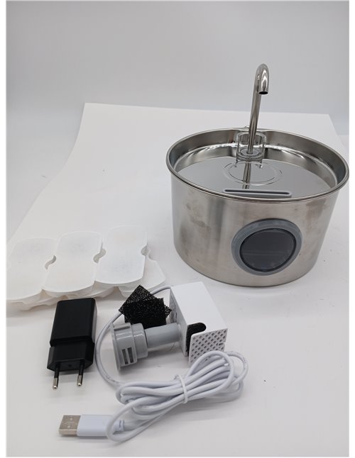 Stainless Steel Cat Fountain: Automatic Cat Drinker – 2.2L Cat Fountain – Super Quiet Pet Water Fountain – Water Dispenser for D