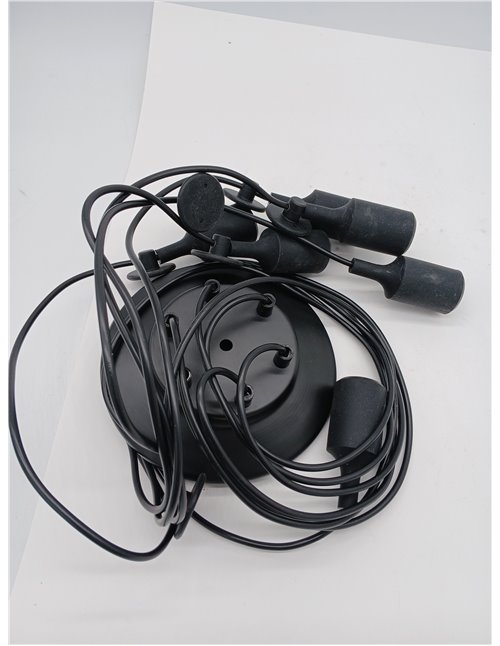 BarcelonaLED Lámpara de Araña Colgante Negro de Suspensión Estilo Vintage Retro con Cable PVC y 6 brazos Portalámparas E27 LED p