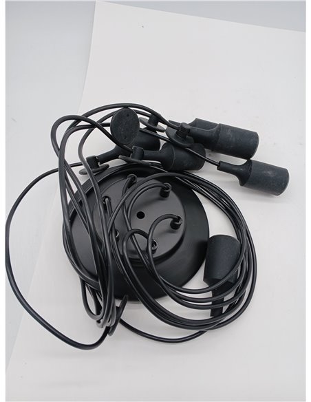 BarcelonaLED Lámpara de Araña Colgante Negro de Suspensión Estilo Vintage Retro con Cable PVC y 6 brazos Portalámparas E27 LED p