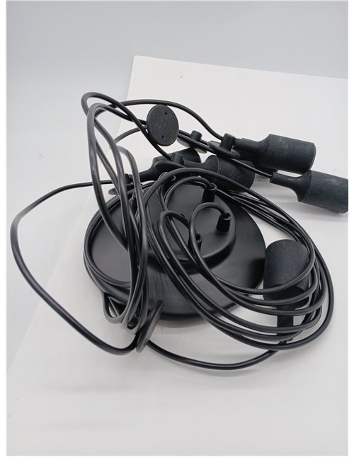 BarcelonaLED Lámpara de Araña Colgante Negro de Suspensión Estilo Vintage Retro con Cable PVC y 6 brazos Portalámparas E27 LED p