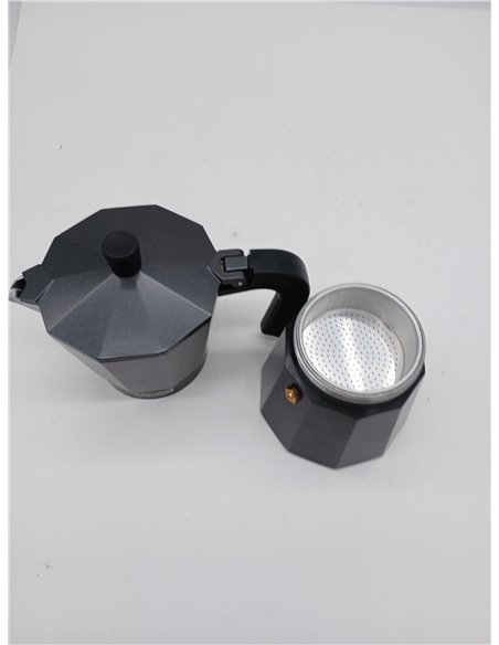 Monix Vitro Noir | Cafetera Italiana de Aluminio 6 Tazas, Apta para Vitrocerámica, Gas y Eléctrica, NO Apta para Inducción, Mang
