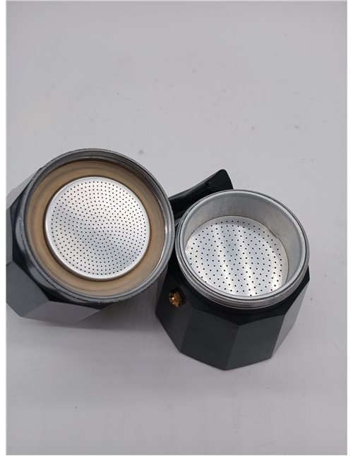 Monix Vitro Noir | Cafetera Italiana de Aluminio 6 Tazas, Apta para Vitrocerámica, Gas y Eléctrica, NO Apta para Inducción, Mang