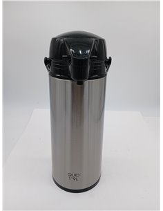 Quid 7520006 Xylon - Isotermo Café con Surtidor Doble Pared Vidrio/ Acero Inoxidable, 1.9 Litros, color Negro