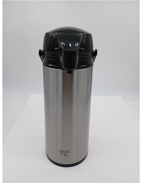 Quid 7520006 Xylon - Isotermo Café con Surtidor Doble Pared Vidrio/ Acero Inoxidable, 1.9 Litros, color Negro