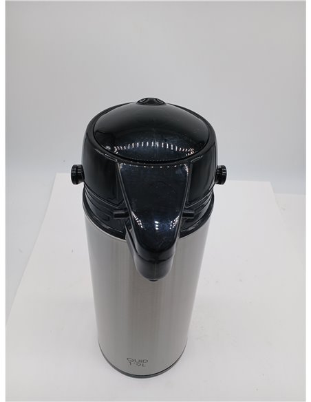 Quid 7520006 Xylon - Isotermo Café con Surtidor Doble Pared Vidrio/ Acero Inoxidable, 1.9 Litros, color Negro