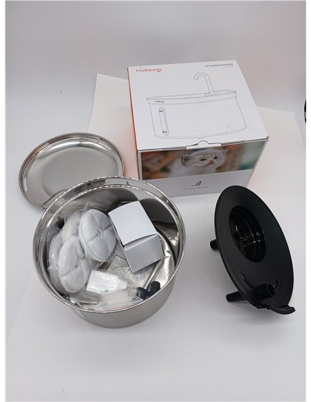 FEELNEEDY 3.5L Stainless Steel Cat Fountain – Automatic Cat Fountain – Ultra-Quiet with 3 Stage Filtration, Keeps Water Fresh wi
