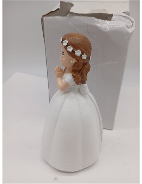 Figura para tarta de comunión niña vestido largo y corona de flores
