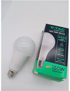 V-TAC Bombilla LED E27 - A80 - 20W (Equivalente a 150W) - 2452 Lumen - 6500K Blanco Frìo - Apertura del Haz de Luz 200° - Máxima 2