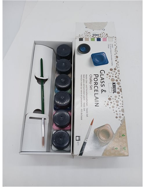 KREUL 16602 - Pintura a la tiza para vidrio y porcelana Juego de 6 botes de pintura a la tiza para vidrio y porcelana de 20 ml c