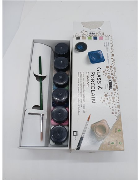 KREUL 16602 - Pintura a la tiza para vidrio y porcelana Juego de 6 botes de pintura a la tiza para vidrio y porcelana de 20 ml c