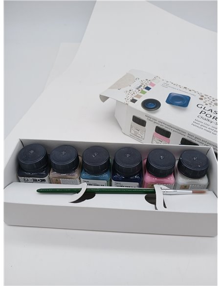 KREUL 16602 - Pintura a la tiza para vidrio y porcelana Juego de 6 botes de pintura a la tiza para vidrio y porcelana de 20 ml c