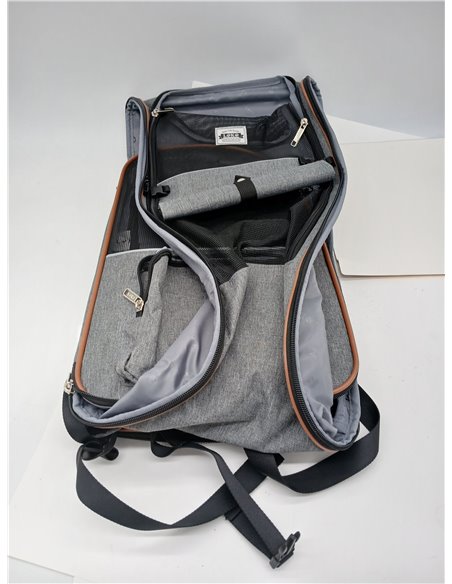 Transportin Gato Extensible con 4 Entradas | Mochila Transpirable - Transportin Perro Pequeño con Arnés Interno - Carga Máxima 8